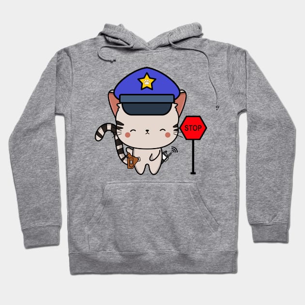 Funny Tabby Cat Policeman Hoodie by Pet Station